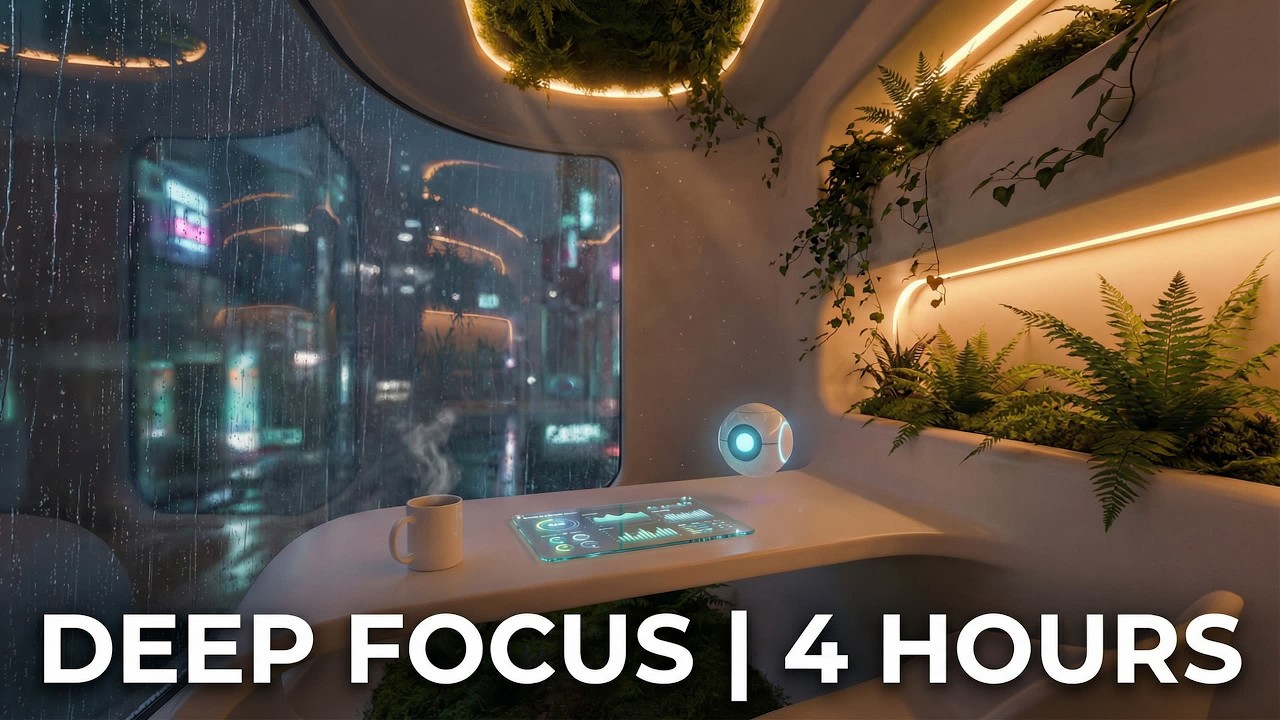 Eco-Futuristic Study Ambience [] White Noise for Cognitive Performance [4K]