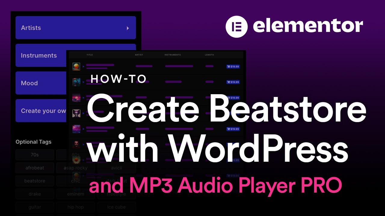 Создайте Beatstore с помощью WordPress, Elementor и MP3 Audio Player Pro