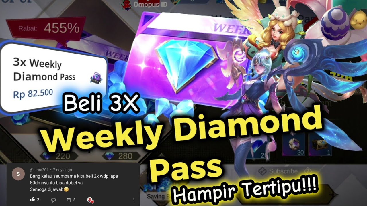 Weekly Diamond Pass Mobile Legends, beli 3 kali WDP dapat berapa diamond?