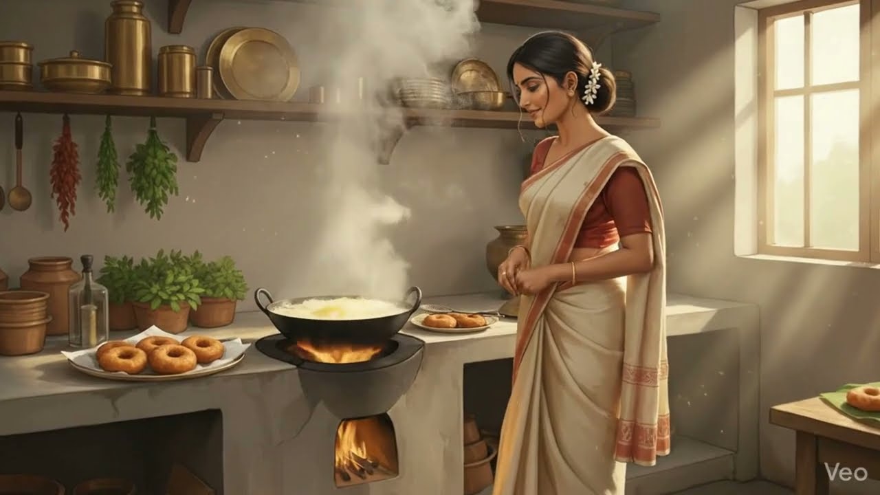 Traditional South Indian Cooking in Village Kitchen | AI Animation