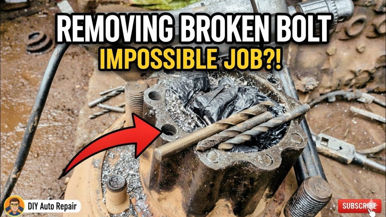 Removing broken bolt from truck Axel Drum