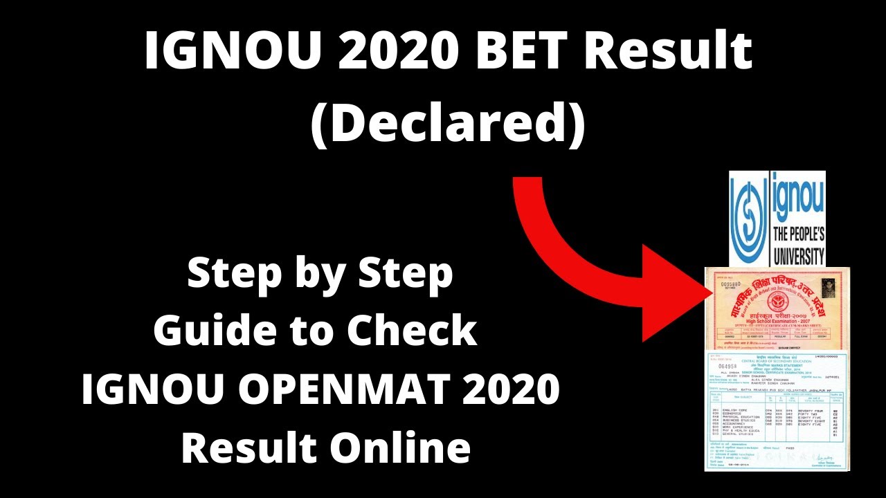 IGNOU OPENMAT 2020 Result (Declared) - How to check Indira Gandhi&nbsp;National Open University Result
