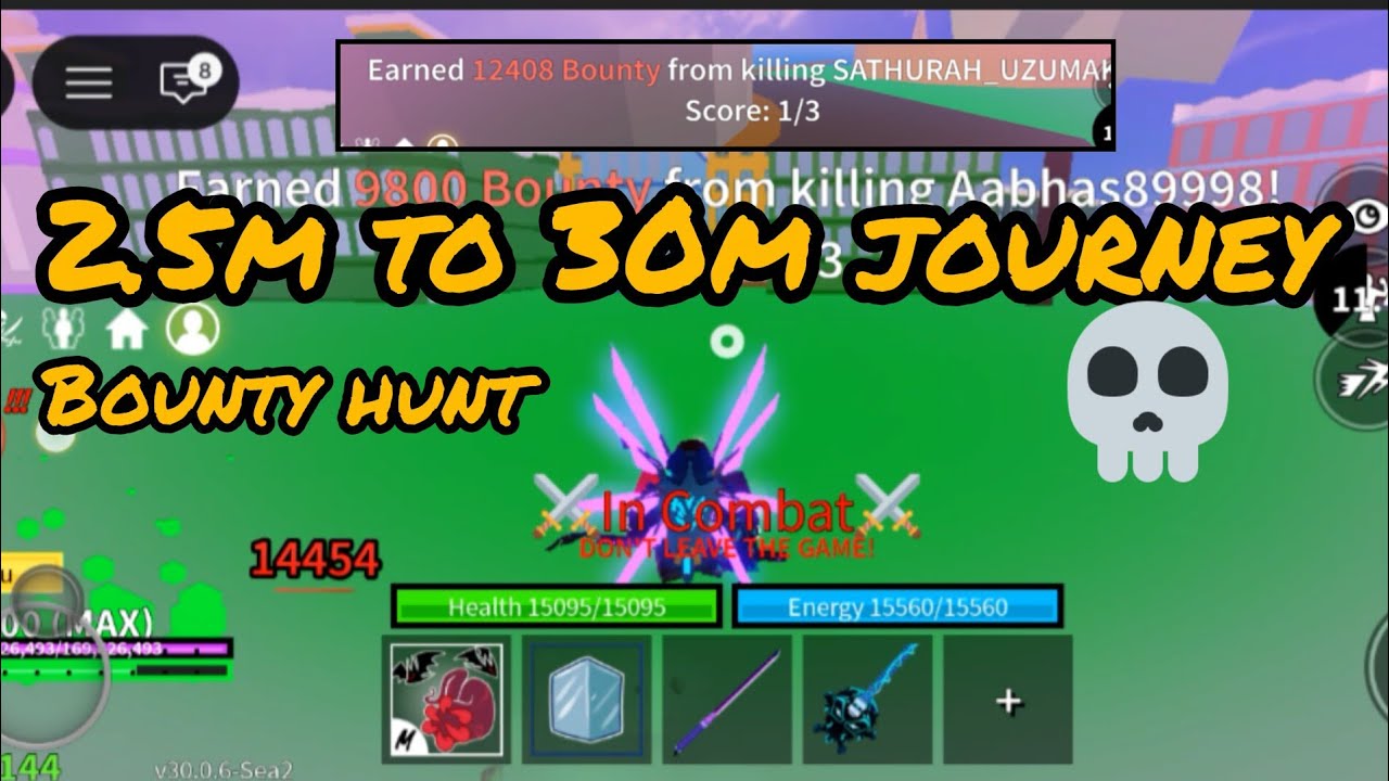 BLOX FRUIT PVP IN ROBLOX 2.5M TO 30M JOURNEY l PVP ( ice combo) 💀🙏