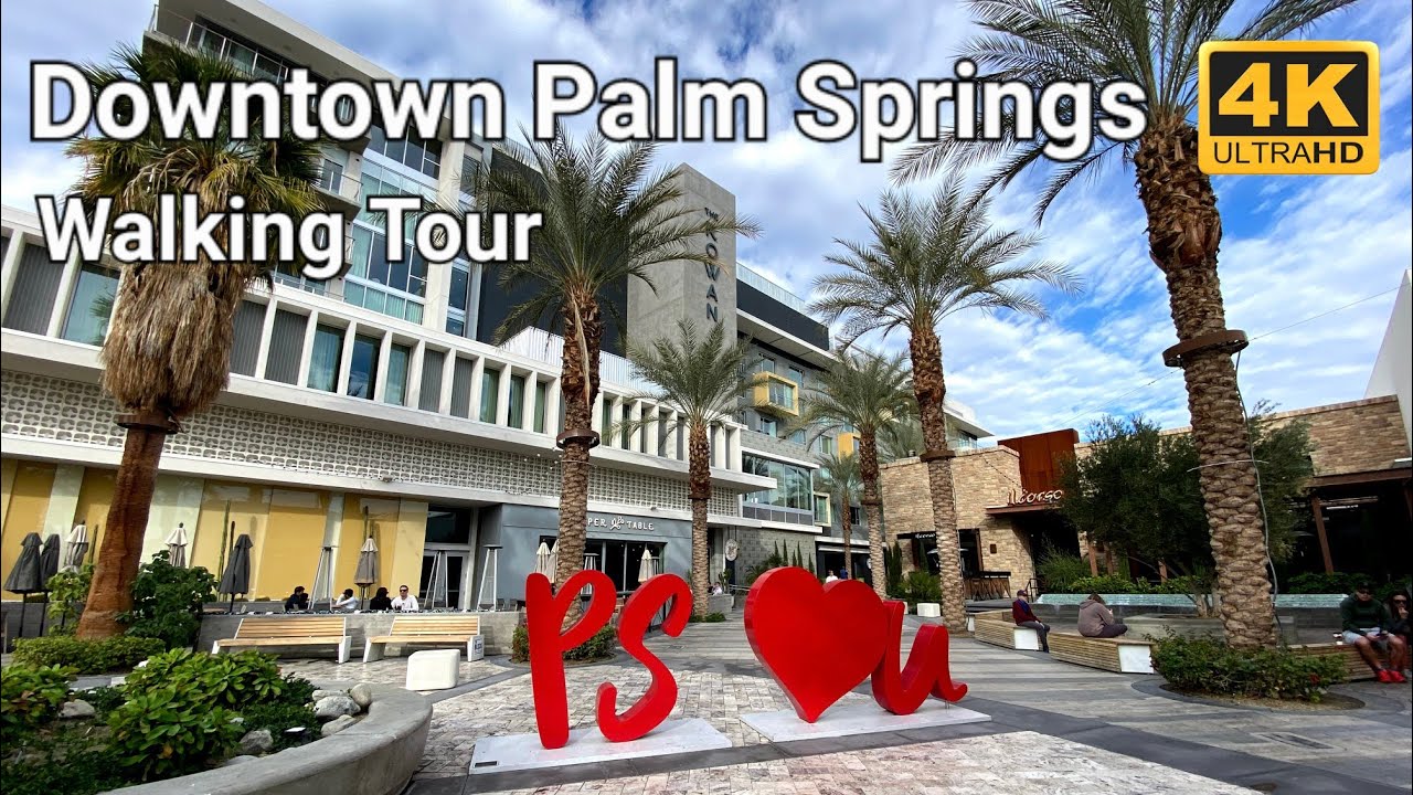 [4K] 🌴 Christmas Vibes at Downtown Palm Springs | Walking Tour | California | December 2022