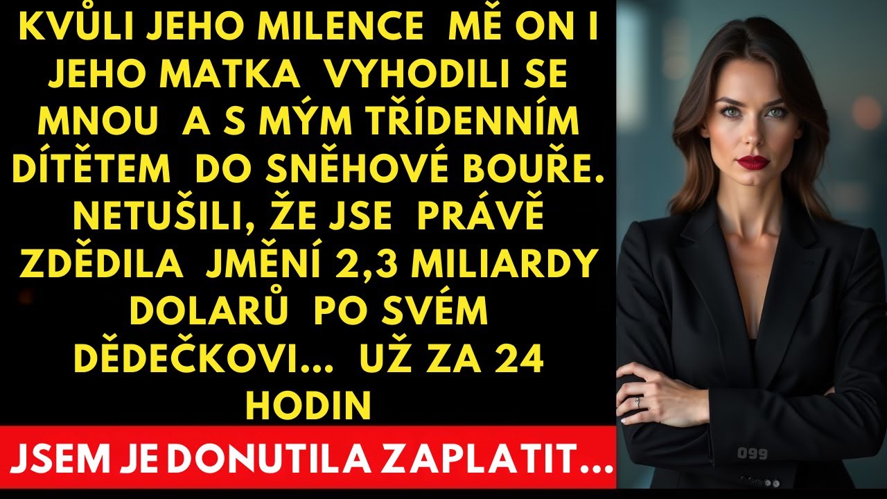 Vyhodil mě a mé dítě do sněhové vánice kvůli své milence. Netuší, že jsem dědička 2,3 miliardy dola