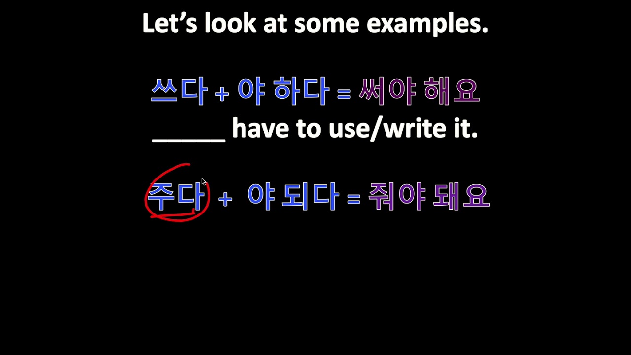 Korean Grammar in One Minute - Have to/Need to (Conjugated V + 야 하다/되다)