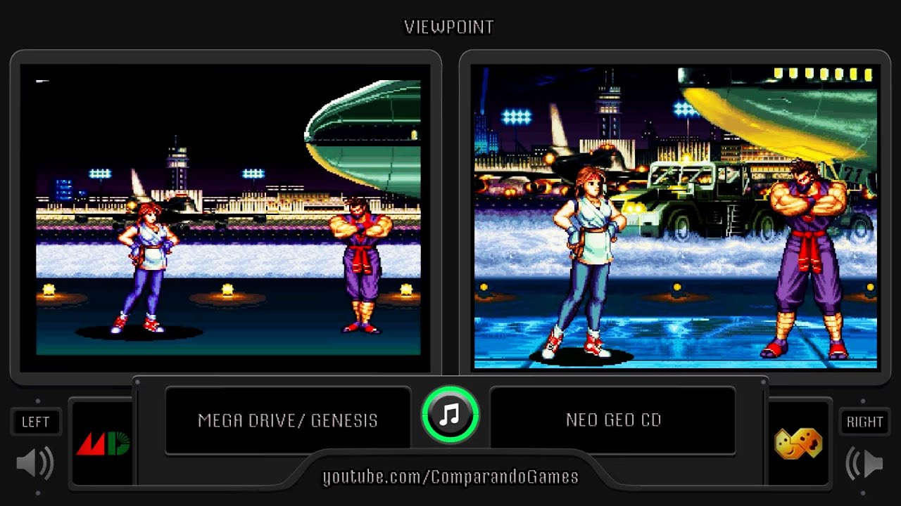 Ryuuko no Ken 2 (Super Famicom vs Neo Geo Cd)  Side by Side Comparison (Art of Fighting 2) Snes