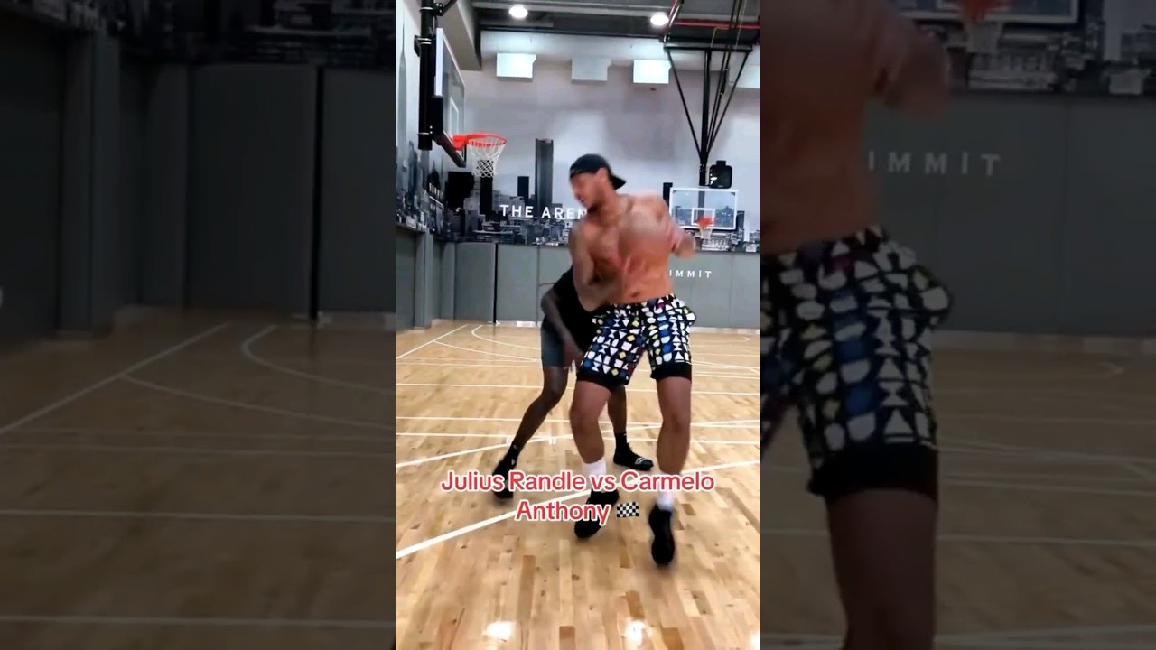 Carmelo Anthony and Julius Randle 1v1 in Summit Basketball Training Gym #knicks #nba #work #newyork