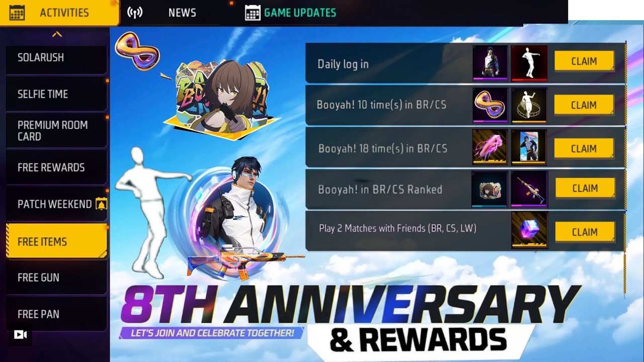 8TH ANNIVERSARY ALL FREE REWARDS 🔥 -