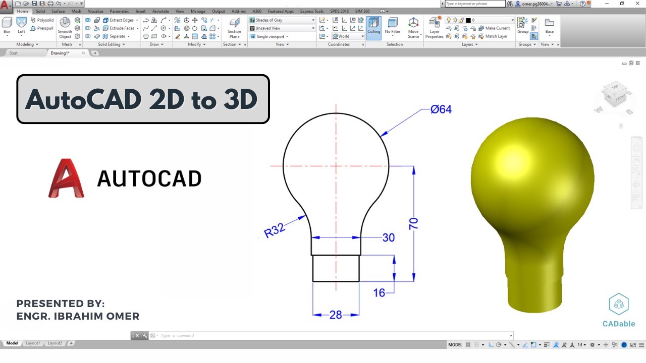 AutoCAD 2D to 3D | AutoCAD 2D to 3D Conversion | AutoCAD 2D Drawing and 3D Modeling | CADable