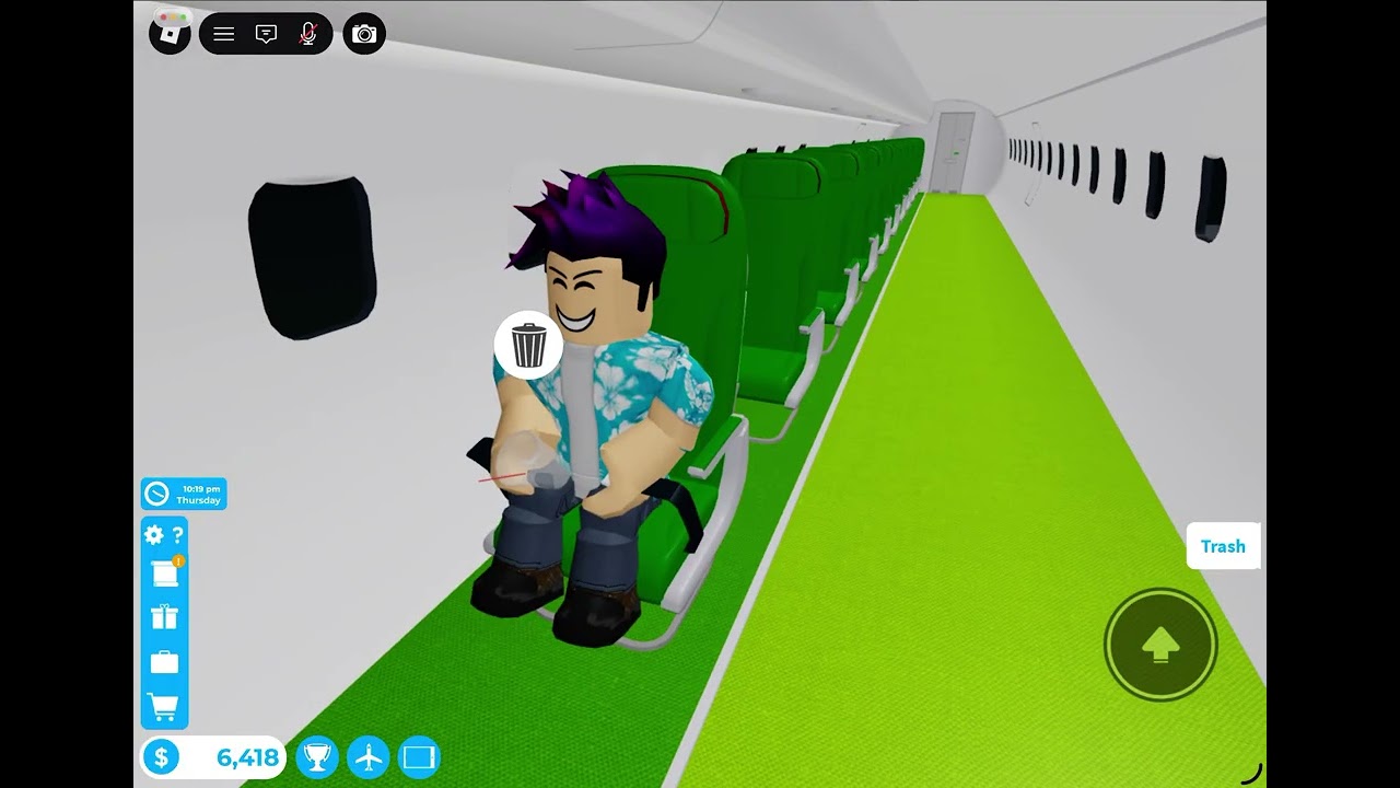 Playing cabin crew simulator.