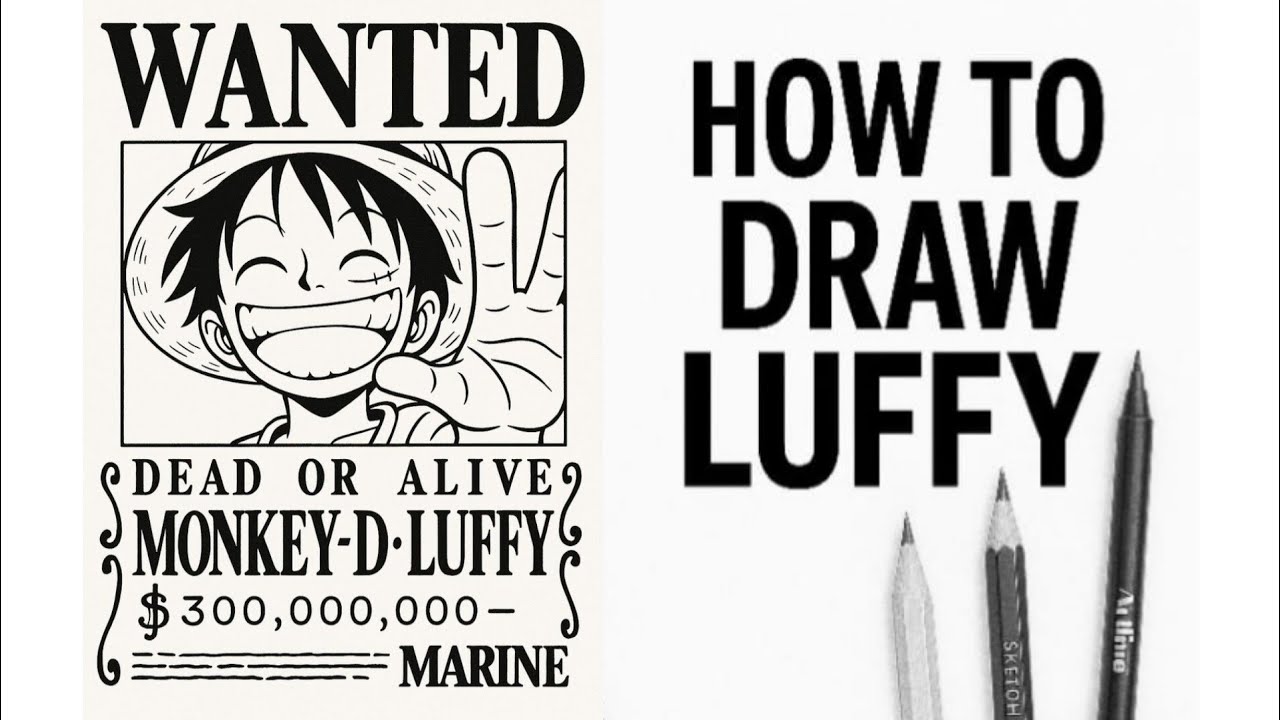 How to draw Luffy Wanted Poster Step by Step | wanted poster drawing luffy |