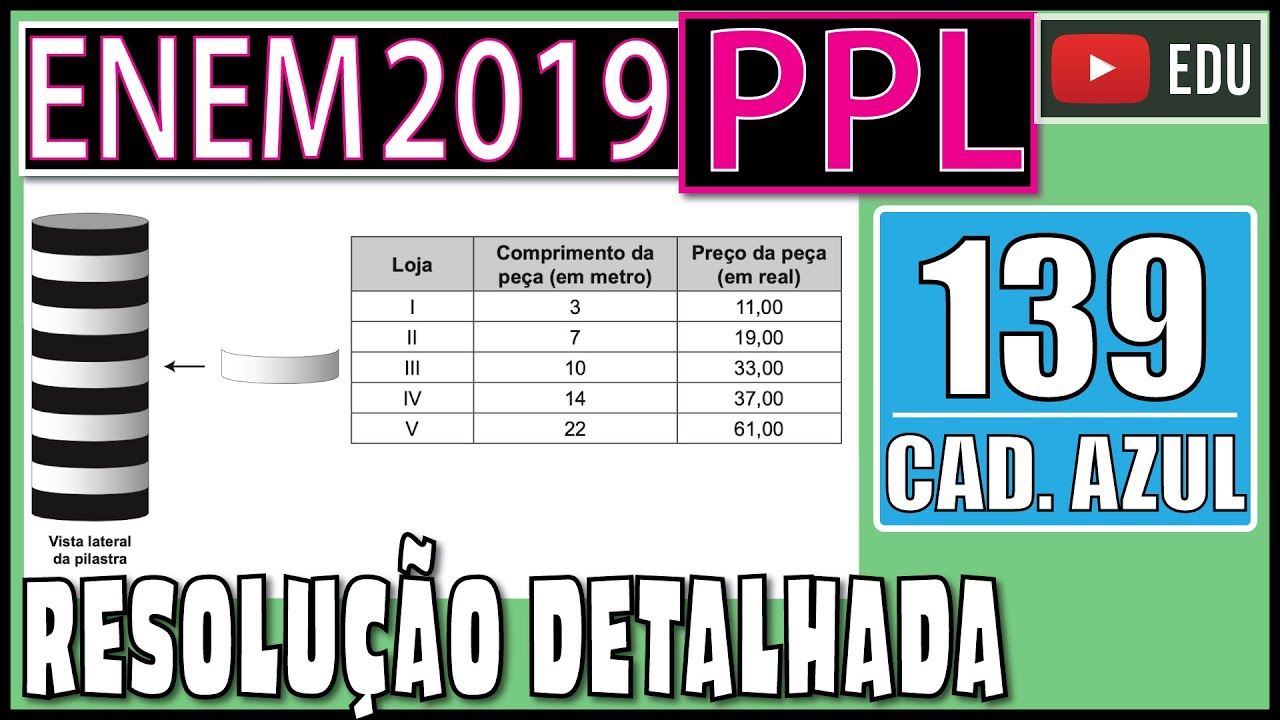 [ENEM 2019 PPL] 139 📘 O dono de um salão de festas precisa decorar cinco pilastras verticais