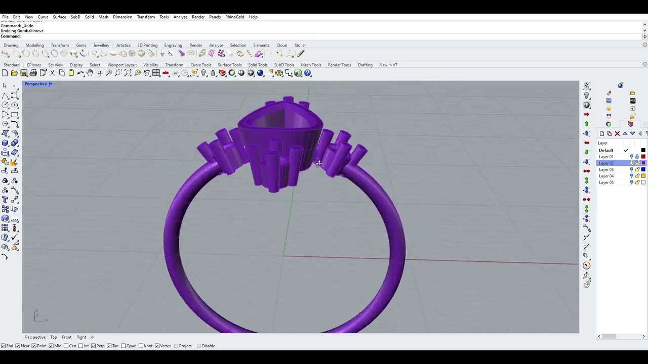 Rhinoceros 3D Design Gold Ring,, Pear Gemstone Floral Ring, Gemstone Gold Jewelry Ring Cad Design
