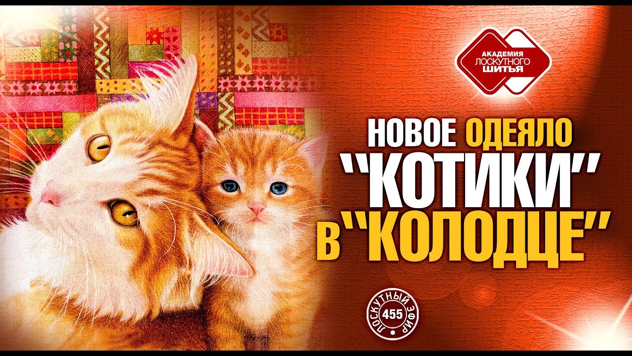 Лоскутный эфир 455. Блок “колодец”. Новое одеяло с “Котиками”