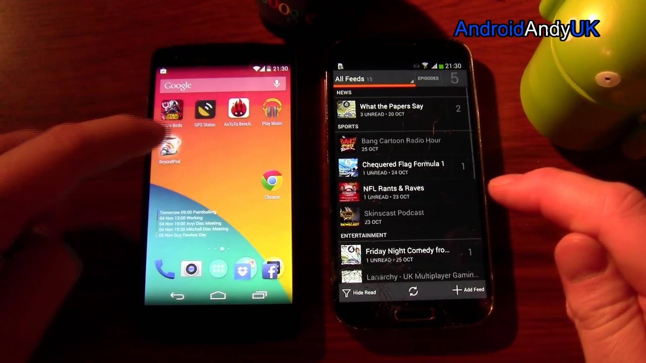Google Nexus 5 v Samsung Galaxy S4 Head To Head (GPS, Benchmark, Speaker, Browser)