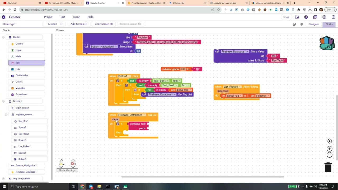 @KodularIndonesia | Membuat login & Register Beserta Role Nya Dengan Firebase Database #37