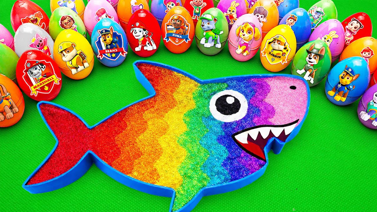 Satisfying ASMR | How to make Baby Shark Slime Bathtub by mixing Mystery Paw Patrol Eggs CLAY Color