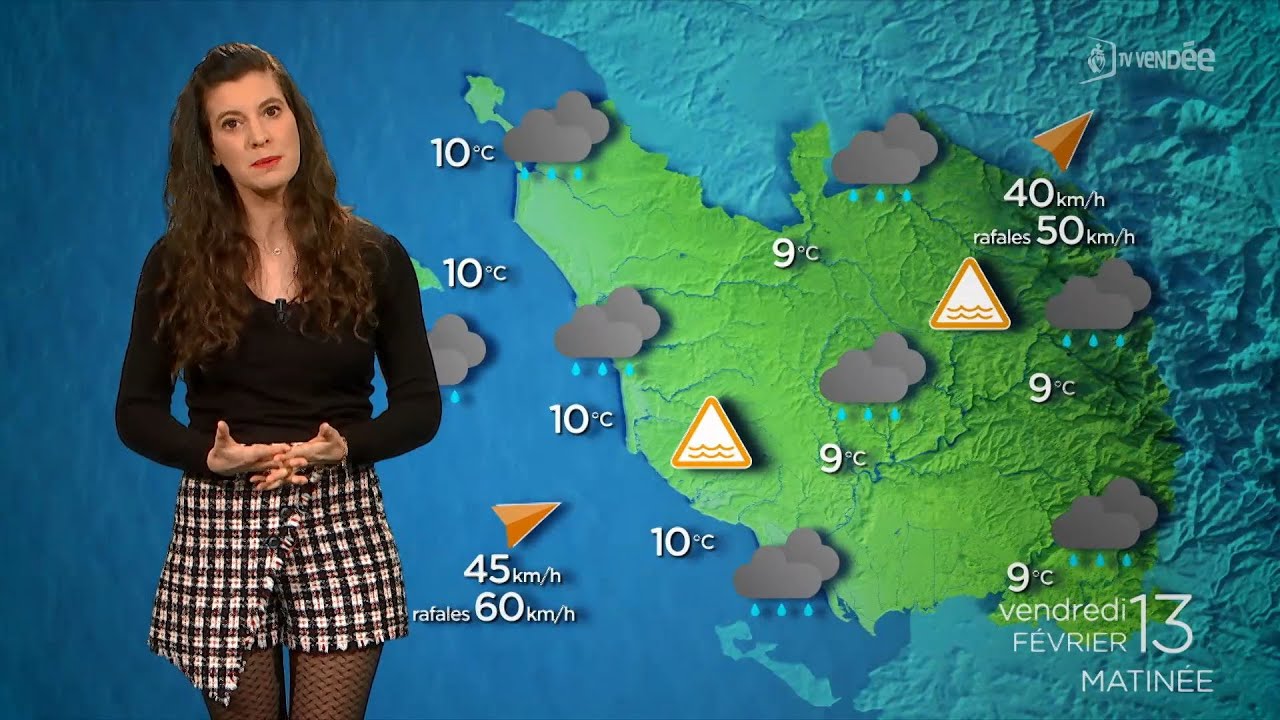 La météo de la Vendée du vendredi 13 février 2026 : alerte crues sur tout le département