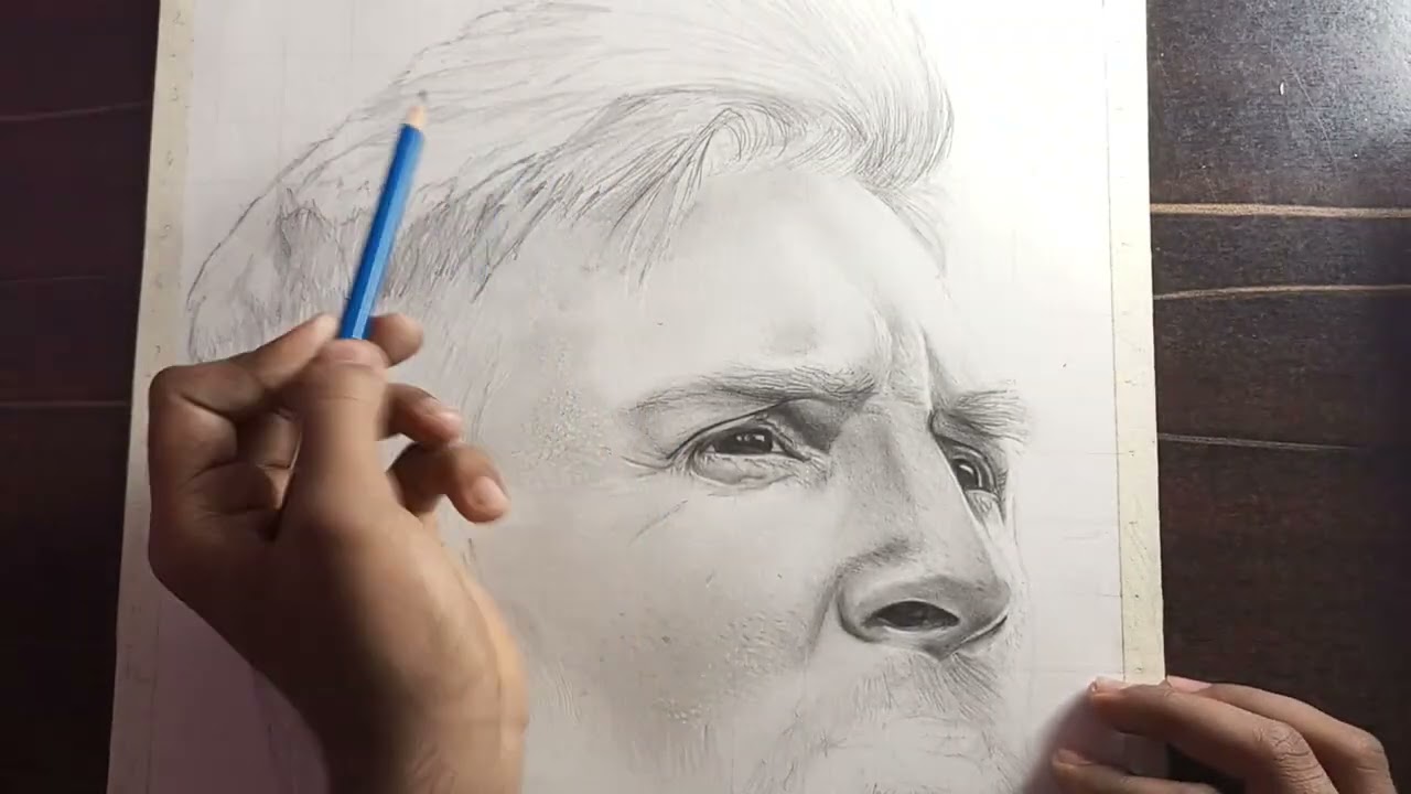 Lionel Messi Hyper Realistic drawing part3 #art #portrait #messi #new #artist #football #sketch #new
