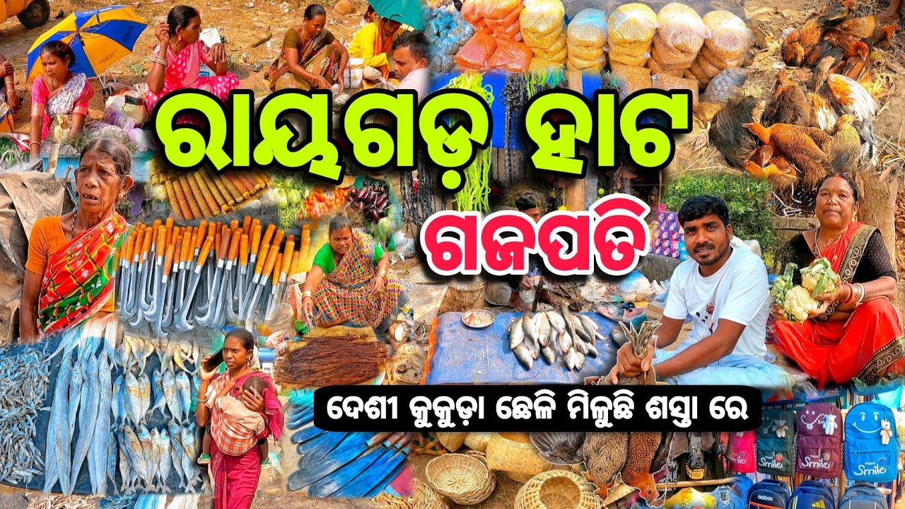 ରାୟଗଡ଼ ହାଟ ଗଜପତି || ଦେଶୀ କୁକୁଡ଼ା ଛେଳି ମିଳୁଛି ଶସ୍ତା ରେ || Rayagada Hata Gajapati