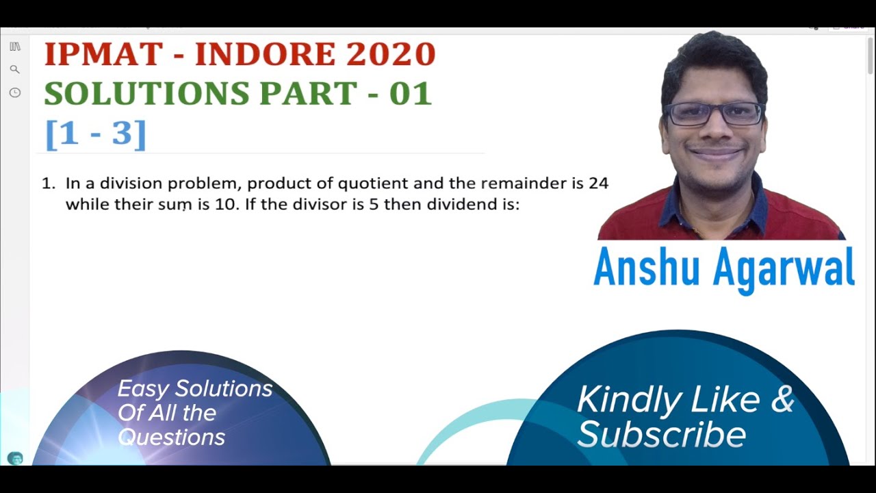 IPMAT Indore 2020 Question Paper Part 01 | IPM 2021 Preparation | IPMAT 2022 Preparation | IPM 2023