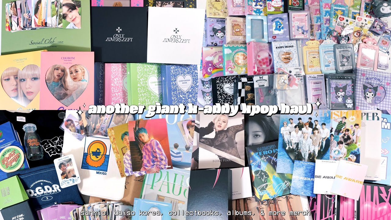 k-addy kpop haul 2 ❦ unboxing more albums, merch, collectbooks, sanrio + daiso korea goods !