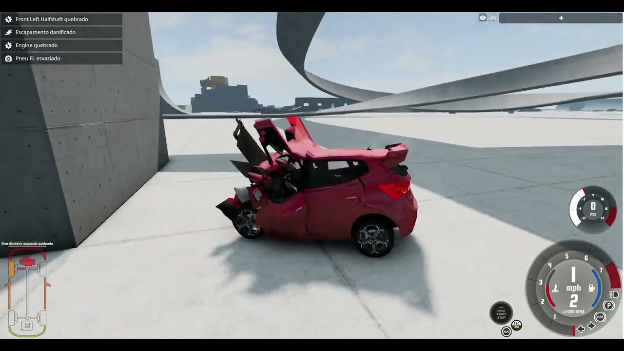 Destruição de carros contra Curvas do céu BEAMNG.DRIVE