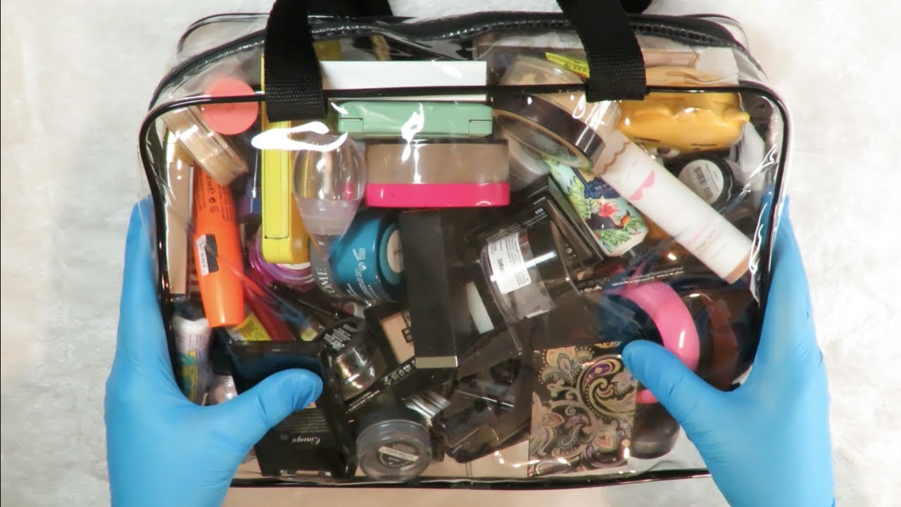 ASMR Gripping & Massaging a Vinyl bag filled with Makeup / Rummaging / Medical Gloves / No Talking