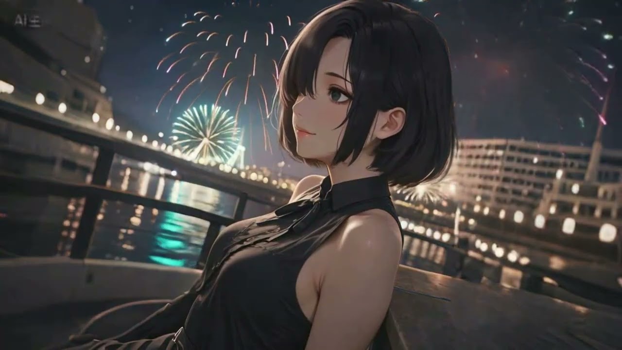 Relaxing Fireworks Lonely Girl Lofi 😌Night Sky Glow & Solitary Tunes🎵lofi hip hop radio 💕Sleep/Study
