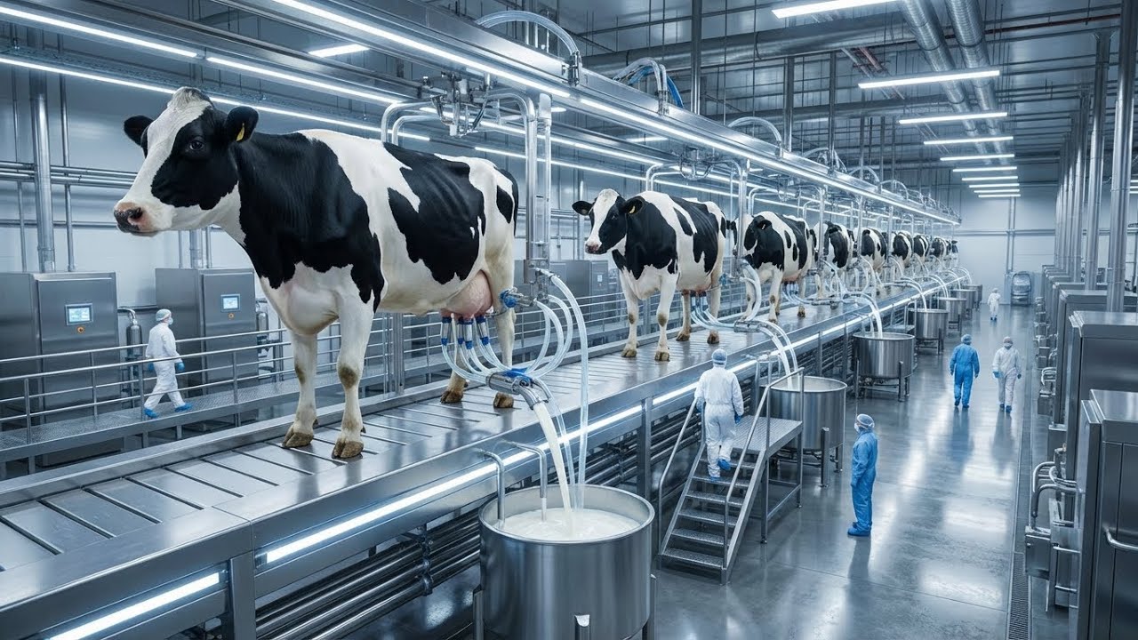 Inside the Modern Milk Factory: From Dairy Form to Fresh Milk (Full Process) #factory #milk #farming