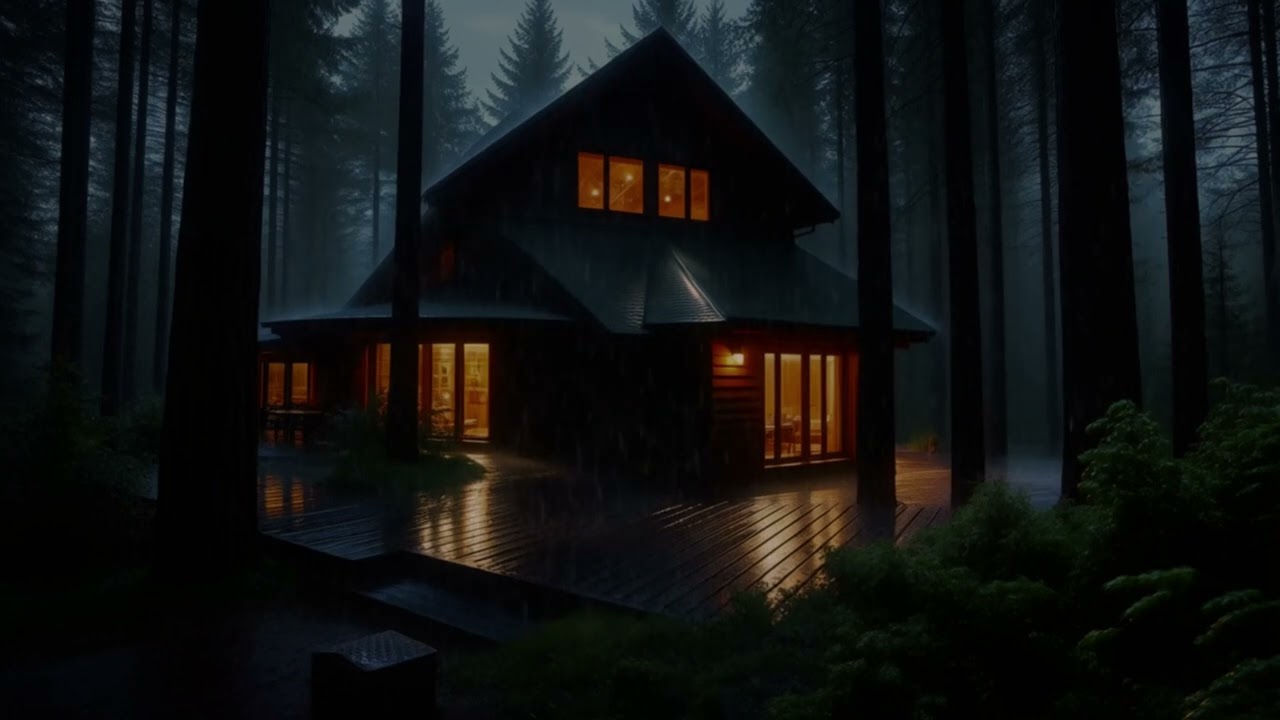 Rainy Forest Cabin at Night 🌧️ Calm Rain Sounds for Sleep