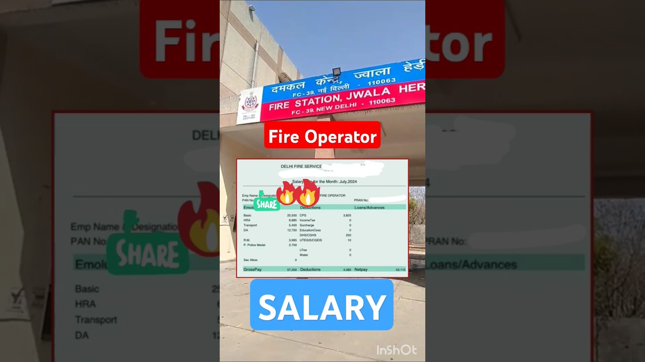 #dsssb Delhi Fire Operator Salary 2024 || Fire Operator payslip 2024 || Fire Operator salary in hand
