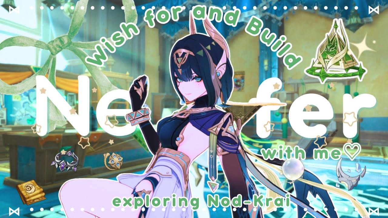 ✧ฅНефер тянет и строит₍ᐞ•༝•ᐞ₎◞ ̑̑💚уютный геймплей Genshin✨｡*✧