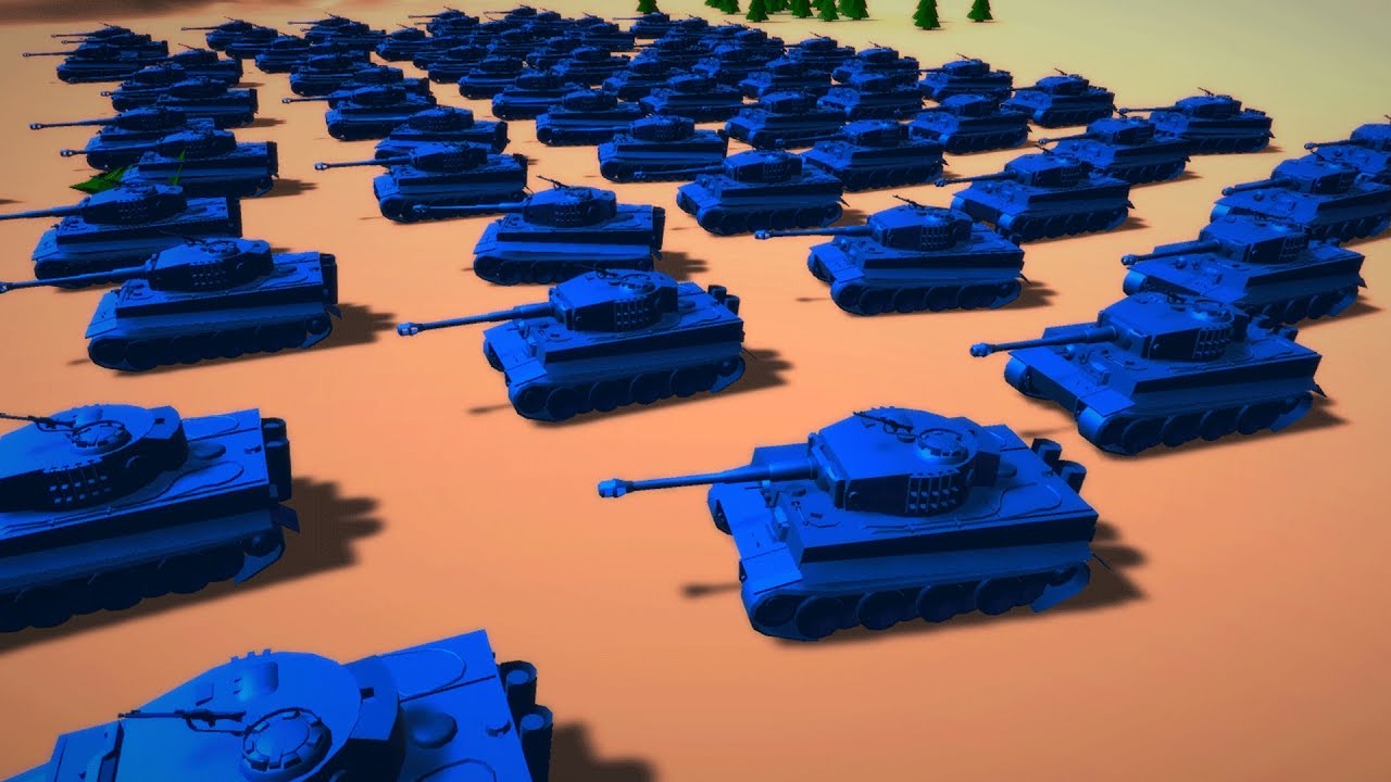 100 Tiger Tanks vs 100 KV-1 Tanks - Total Tank Simulator Gameplay
