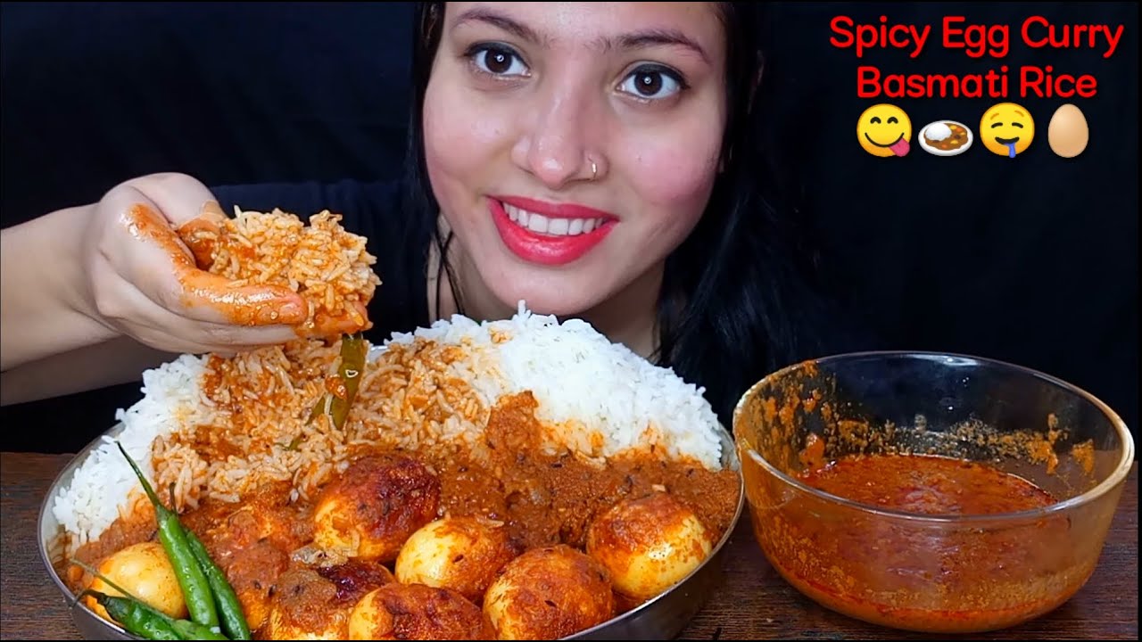 Eating Spicy Egg Curry, Extra Gravy, Rice | Nonveg Food Eating Mukbang |