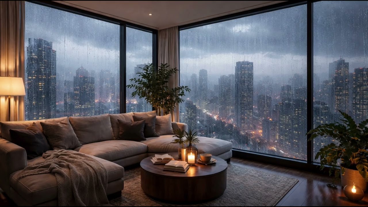 Heavy Rain Sounds at Night 🌧️ City Rainstorm Ambience (1 Hour)
