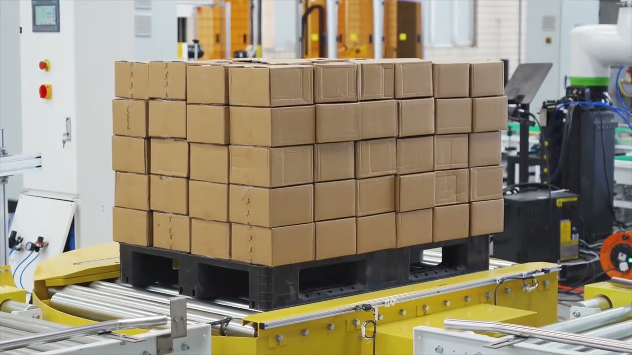 Low lever push type box bag palletizer #packagingautomation #palletizer 