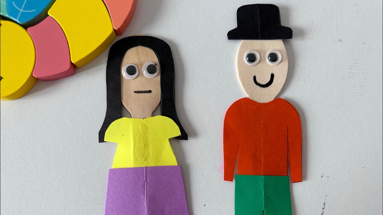 How to make wooden spoon puppet ll male female stick Puppet easy #viral#youtubevideo