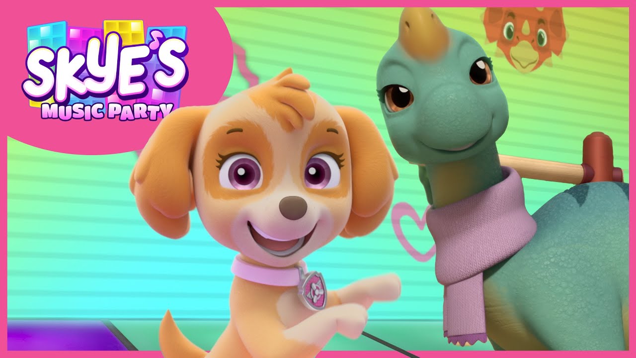 Dino Discovery and Rescue Adventure - Skye's Music Party - PAW Patrol Music Cartoons for Kids