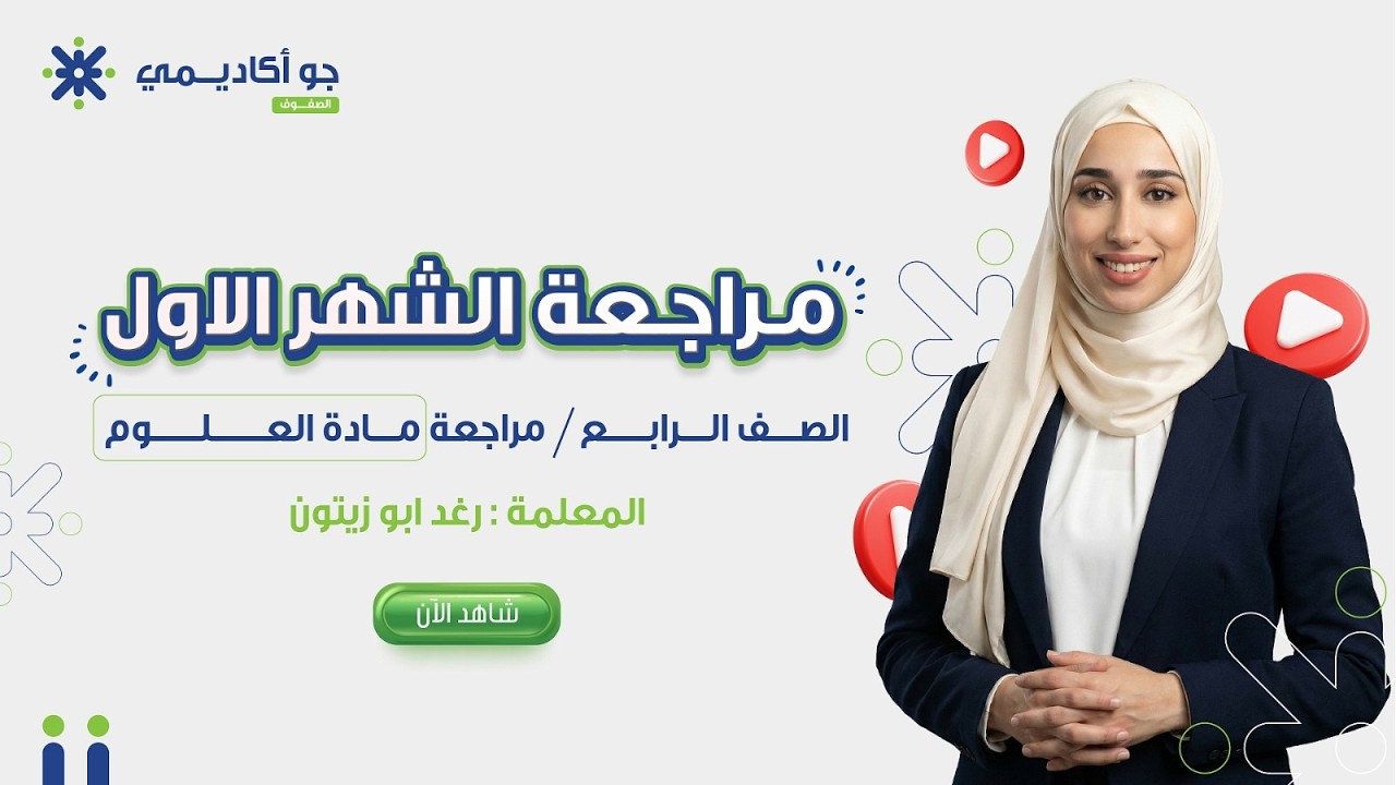 مراجعة امتحان الشهر الأول لمادة العلوم | الصف الرابع مع المعلمة رغد أبو زيتون ✨