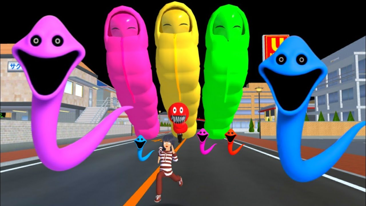 Baby Celine diculik monster cacing didepan umart malam hari disakura school simulator