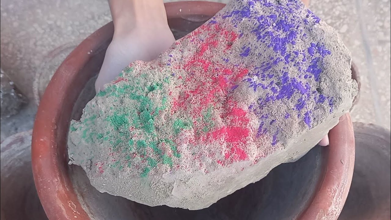 #asmr Super Soft Smokey Pure Mud Dirt Dry and Water Claypot Crumbling with Pouring 💦