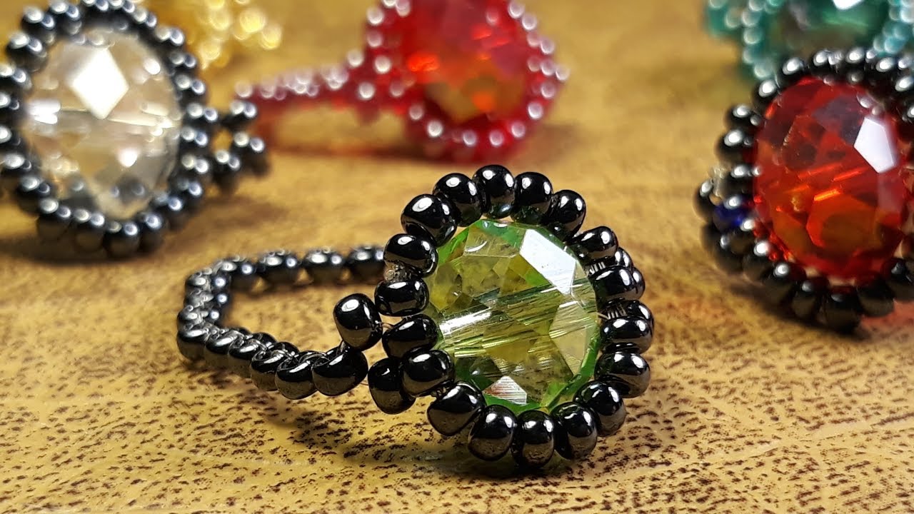 Anillo de Cristal y Mostacillas...Clase #131!!!