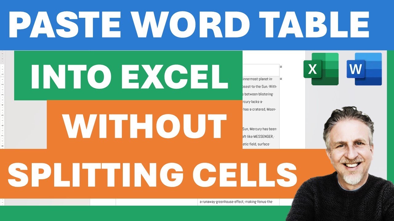 Вставить таблицу Word в Excel без разделения ячеек