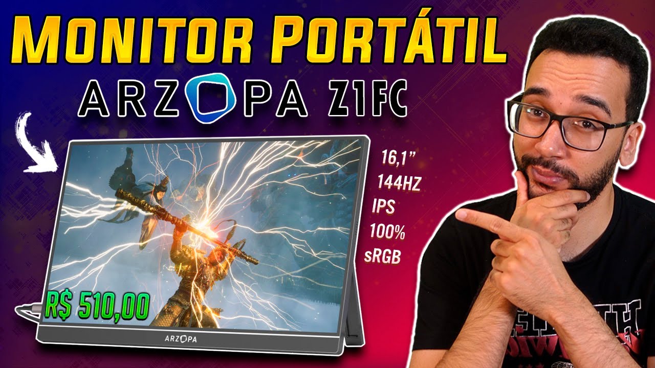 O Mais Vendido! Monitor Portátil ARZOPA Z1FC 16,1'' IPS 144HZ