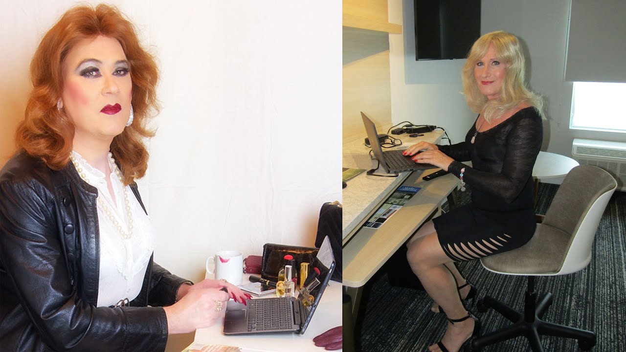 Cute Crossdressers Doing office work.