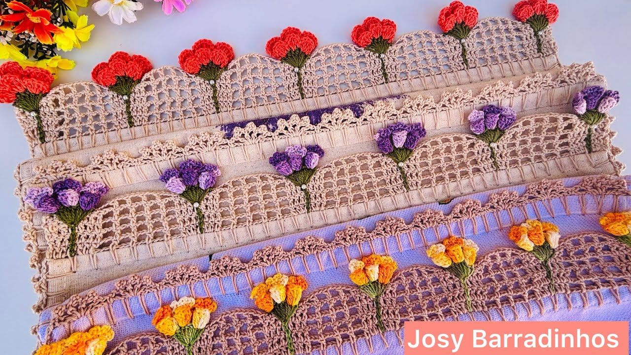 #17Barrado fácil para panos de prato#croche #crochet #barradinho #barradopanodeprato