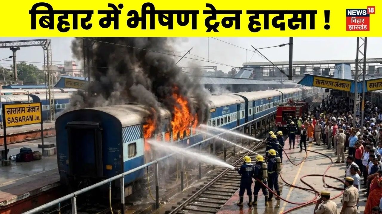 Bihar Train Accident : सासाराम-पटना पैसेंजर ट्रेन में लगी भीषण आग ! | Sasaram Rail Hadsa | News18