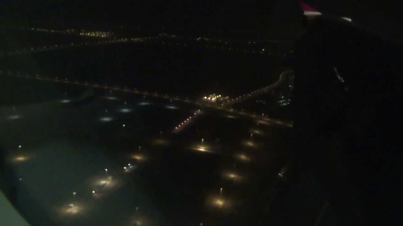 Syrian Arab Airlines Night Landing In Dubai International Airport